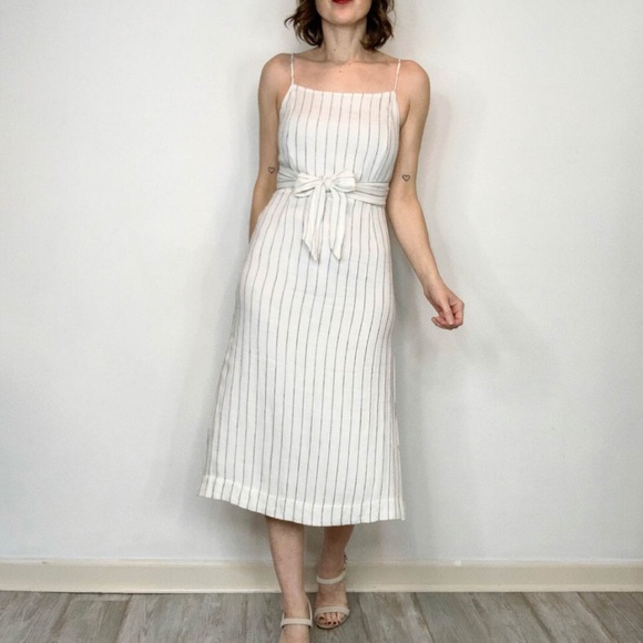 Avec Les Filles Midi Dress women's size xs extra small white black pin stripe - Picture 2 of 4